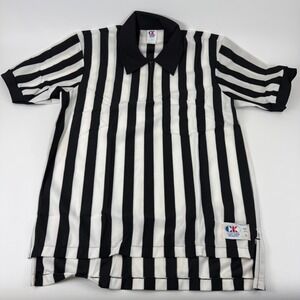 Vintage Cliff Keen Referee Polo Men L Black White Stripe Pocket Official NOS USA